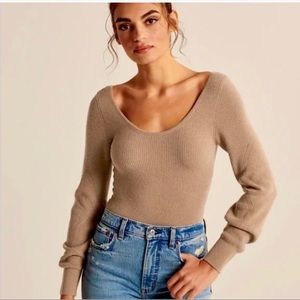 Abercrombie Scoop Neck Knit Bodysuit Sweater